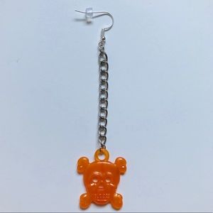 Orange Skull Single Chain Earring